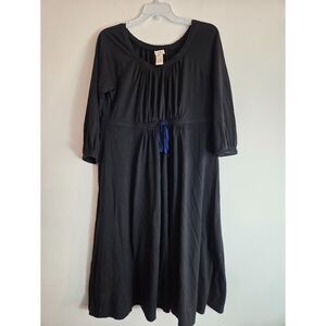 Sundance Black w/Blue Cinched Waist Cotton Modal Scoop Neck Shift Dress sz Large